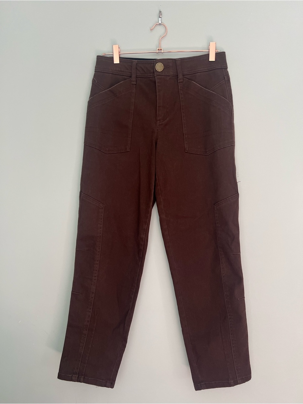 Women’s Democracy “Ab” Technology Chocolate Brown Mid Rise Utility Pants/Jeans 4